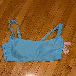 Light Blue Ruched Strap bikini top